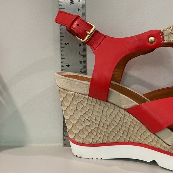 Geox Red Sophie Colour Block Sporty Wedge Sandals - Picture 14 of 16